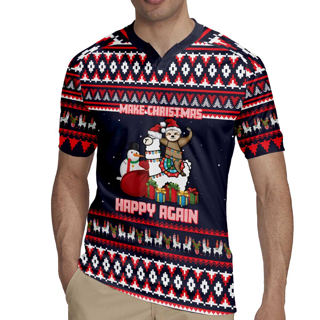 Llama and Snowman Rugby Jersey with Gifts and Nordic Pattern - Wonder Print Shop