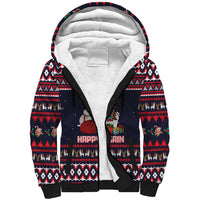 Llama and Snowman Sherpa Hoodie with Gifts and Nordic Pattern - Wonder Print Shop