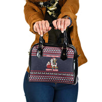 Llama and Snowman Shoulder Handbag with Gifts and Nordic Pattern - Wonder Print Shop