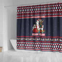 Llama and Snowman Shower Curtain with Gifts and Nordic Pattern - Wonder Print Shop