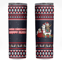Llama and Snowman Skinny Tumbler with Gifts and Nordic Pattern - Wonder Print Shop