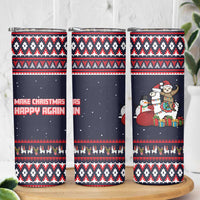 Llama and Snowman Skinny Tumbler with Gifts and Nordic Pattern - Wonder Print Shop