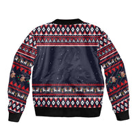 Llama and Snowman Sleeve Zip Bomber Jacket with Gifts and Nordic Pattern - Wonder Print Shop