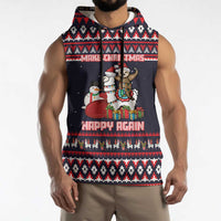 Llama and Snowman Sleeveless Hoodie with Gifts and Nordic Pattern - Wonder Print Shop