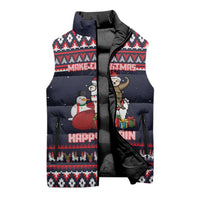 Llama and Snowman Sleeveless Puffer Jacket with Gifts and Nordic Pattern - Wonder Print Shop