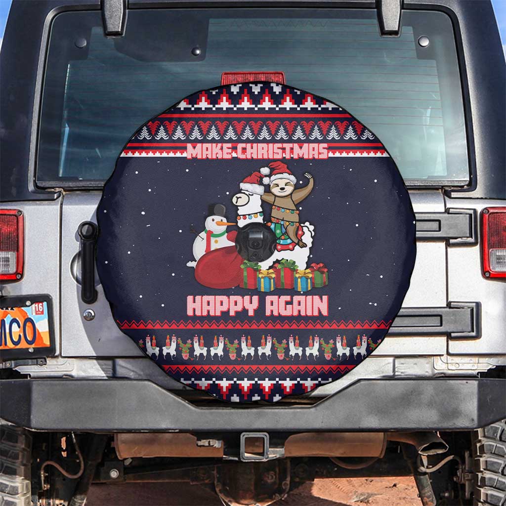 Llama and Snowman Spare Tire Cover with Gifts and Nordic Pattern - Wonder Print Shop