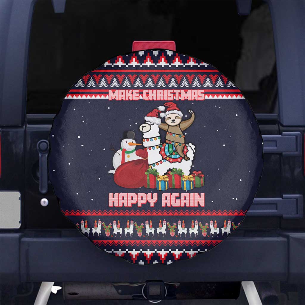 Llama and Snowman Spare Tire Cover with Gifts and Nordic Pattern - Wonder Print Shop