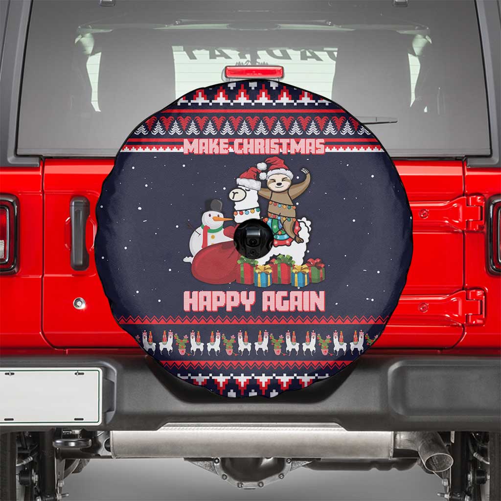 Llama and Snowman Spare Tire Cover with Gifts and Nordic Pattern - Wonder Print Shop