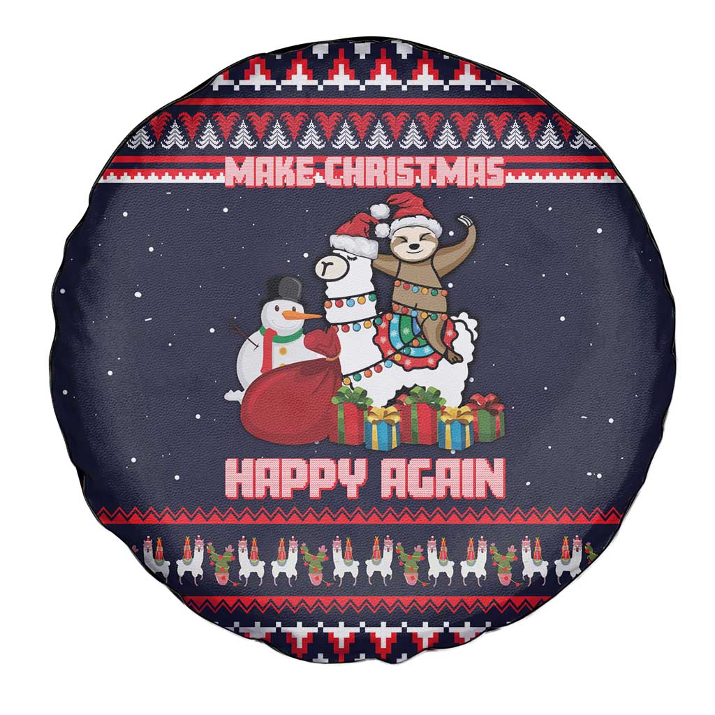 Llama and Snowman Spare Tire Cover with Gifts and Nordic Pattern - Wonder Print Shop