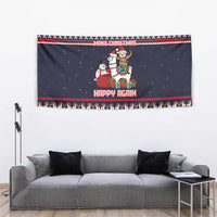 Llama and Snowman Tapestry with Gifts and Nordic Pattern - Wonder Print Shop