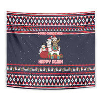 Llama and Snowman Tapestry with Gifts and Nordic Pattern - Wonder Print Shop