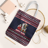 Llama and Snowman Tote Bag with Gifts and Nordic Pattern - Wonder Print Shop
