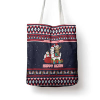 Llama and Snowman Tote Bag with Gifts and Nordic Pattern - Wonder Print Shop