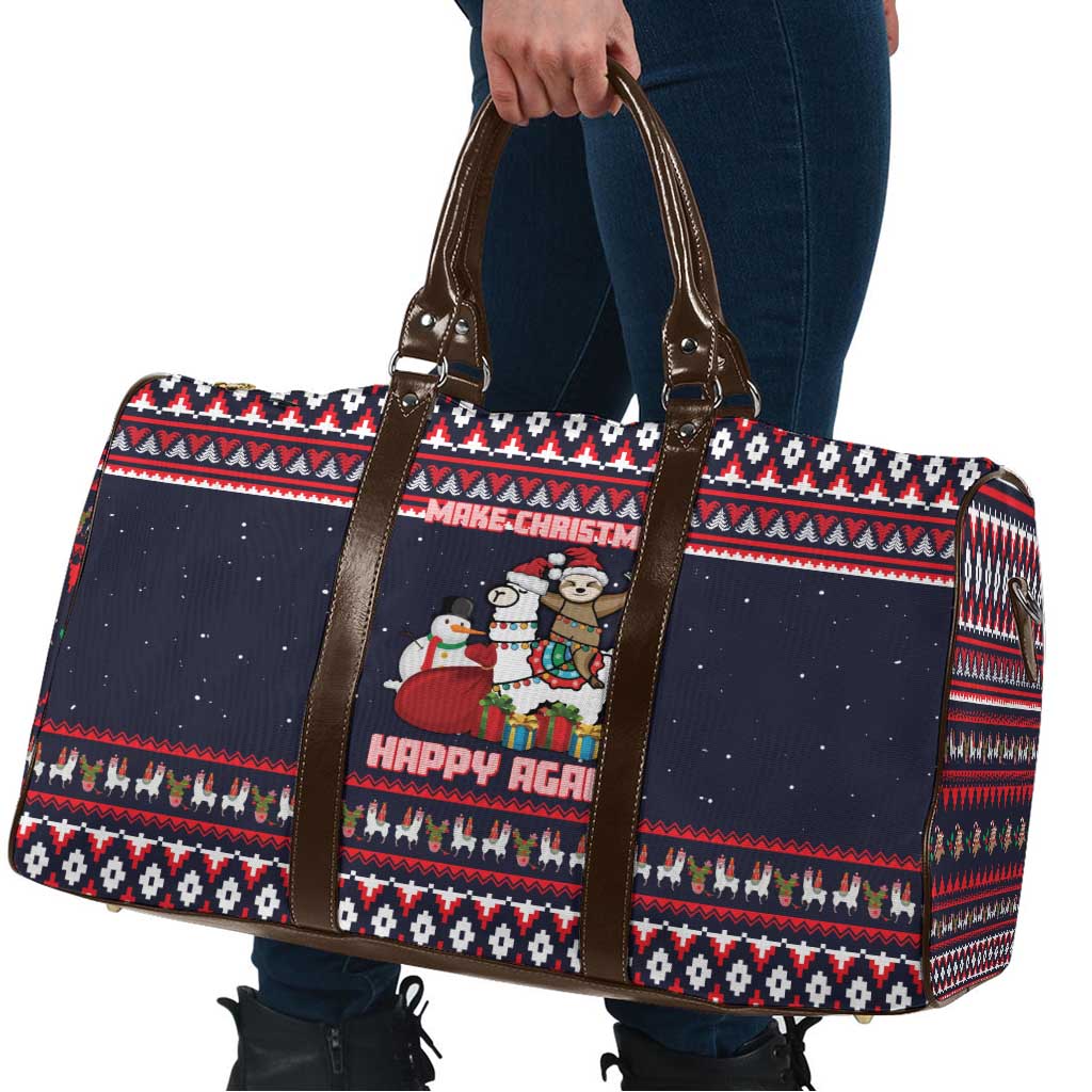 Llama and Snowman Travel Bag with Gifts and Nordic Pattern - Wonder Print Shop