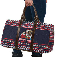 Llama and Snowman Travel Bag with Gifts and Nordic Pattern - Wonder Print Shop