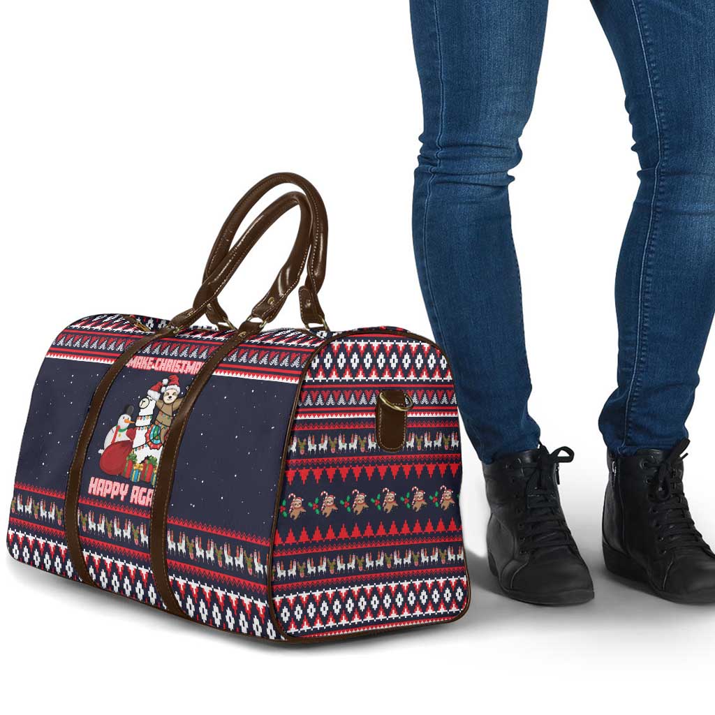 Llama and Snowman Travel Bag with Gifts and Nordic Pattern - Wonder Print Shop