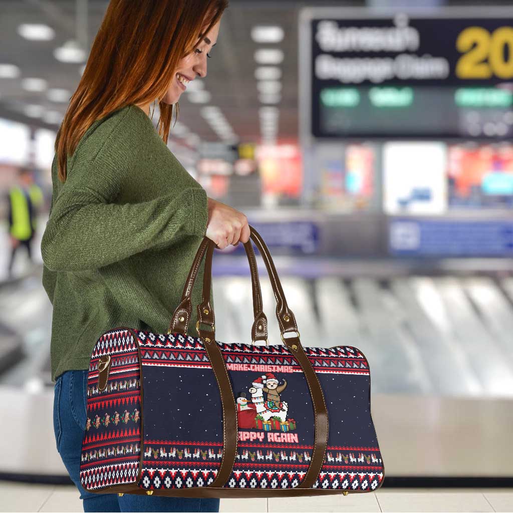 Llama and Snowman Travel Bag with Gifts and Nordic Pattern - Wonder Print Shop