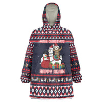 Llama and Snowman Wearable Blanket Hoodie with Gifts and Nordic Pattern - Wonder Print Shop