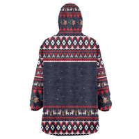 Llama and Snowman Wearable Blanket Hoodie with Gifts and Nordic Pattern - Wonder Print Shop