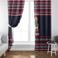 Llama and Snowman Window Curtain with Gifts and Nordic Pattern - Wonder Print Shop