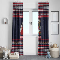 Llama and Snowman Window Curtain with Gifts and Nordic Pattern - Wonder Print Shop