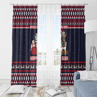 Llama and Snowman Window Curtain with Gifts and Nordic Pattern - Wonder Print Shop