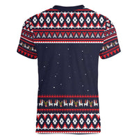 Llama and Snowman Women V-Neck T-Shirt with Gifts and Nordic Pattern - Wonder Print Shop