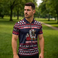 Llama and Snowman Zipper Polo Shirt with Gifts and Nordic Pattern - Wonder Print Shop
