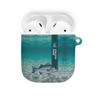 Striped Bass Fishing AirPods Case with Underwater Ocean Scene and Teal Water Pattern - Wonder Print Shop