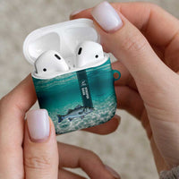 Striped Bass Fishing AirPods Case with Underwater Ocean Scene and Teal Water Pattern - Wonder Print Shop