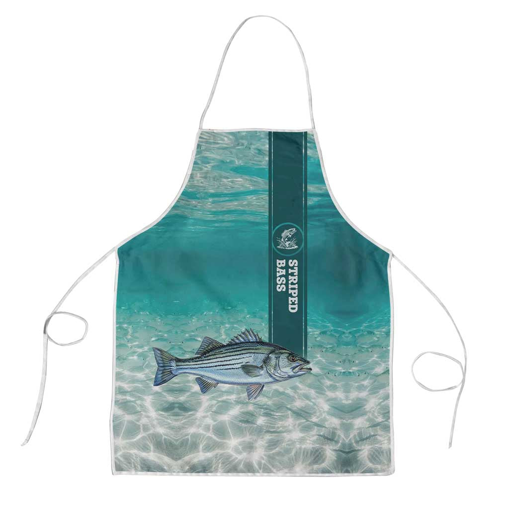 Striped Bass Fishing Apron with Underwater Ocean Scene and Teal Water Pattern - Wonder Print Shop