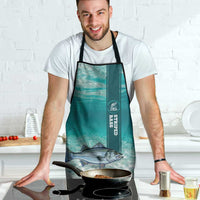 Striped Bass Fishing Apron with Underwater Ocean Scene and Teal Water Pattern - Wonder Print Shop