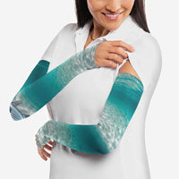 Striped Bass Fishing Arm Sleeves with Underwater Ocean Scene and Teal Water Pattern - Wonder Print Shop