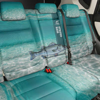 Striped Bass Fishing Back Car Seat Cover with Underwater Ocean Scene and Teal Water Pattern - Wonder Print Shop