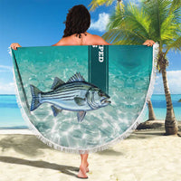 Striped Bass Fishing Beach Blanket with Underwater Ocean Scene and Teal Water Pattern - Wonder Print Shop