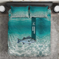 Striped Bass Fishing Bedding Set with Underwater Ocean Scene and Teal Water Pattern - Wonder Print Shop