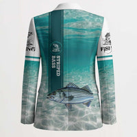 Striped Bass Fishing Blazer with Underwater Ocean Scene and Teal Water Pattern - Wonder Print Shop