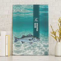 Striped Bass Fishing Canvas Wall Art with Underwater Ocean Scene and Teal Water Pattern - Wonder Print Shop