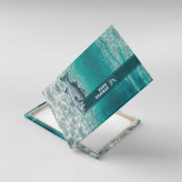 Striped Bass Fishing Canvas Wall Art with Underwater Ocean Scene and Teal Water Pattern - Wonder Print Shop