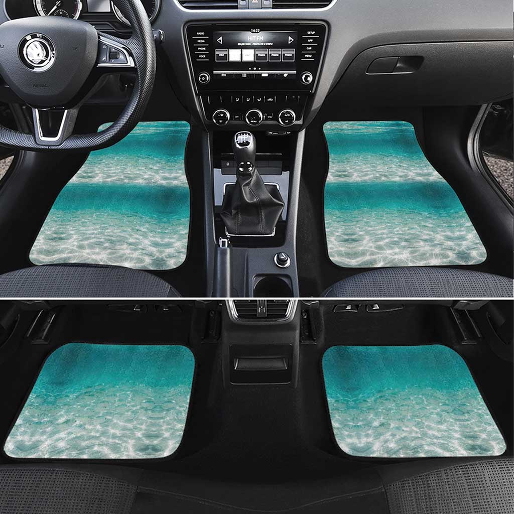 Striped Bass Fishing Car Mats with Underwater Ocean Scene and Teal Water Pattern - Wonder Print Shop