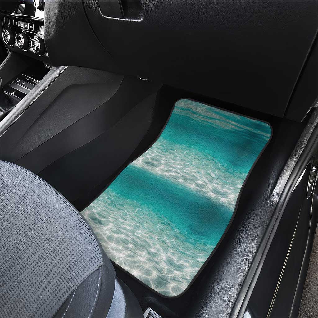 Striped Bass Fishing Car Mats with Underwater Ocean Scene and Teal Water Pattern - Wonder Print Shop