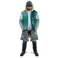 Striped Bass Fishing Cloak with Underwater Ocean Scene and Teal Water Pattern - Wonder Print Shop
