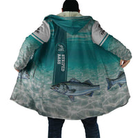 Striped Bass Fishing Cloak with Underwater Ocean Scene and Teal Water Pattern - Wonder Print Shop