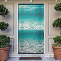 Striped Bass Fishing Door Cover with Underwater Ocean Scene and Teal Water Pattern - Wonder Print Shop