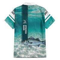 Striped Bass Fishing Family Matching Long Sleeve Bodycon Dress and Hawaiian Shirt with Underwater Ocean Scene and Teal Water Pattern - Wonder Print Shop