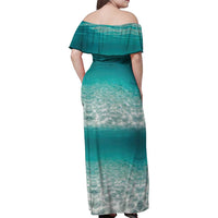 Striped Bass Fishing Family Matching Off Shoulder Maxi Dress and Hawaiian Shirt with Underwater Ocean Scene and Teal Water Pattern - Wonder Print Shop