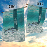 Striped Bass Fishing Garden Flag with Underwater Ocean Scene and Teal Water Pattern - Wonder Print Shop