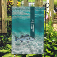 Striped Bass Fishing Garden Flag with Underwater Ocean Scene and Teal Water Pattern - Wonder Print Shop