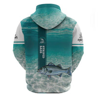 Striped Bass Fishing Hoodie with Underwater Ocean Scene and Teal Water Pattern - Wonder Print Shop