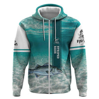 Striped Bass Fishing Hoodie with Underwater Ocean Scene and Teal Water Pattern - Wonder Print Shop
